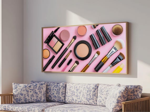 Makeup Spread Wall Art Make Up Print Preppy Dorm Room Wall Art Girls Dorm Room Wall Art Makeup Painting