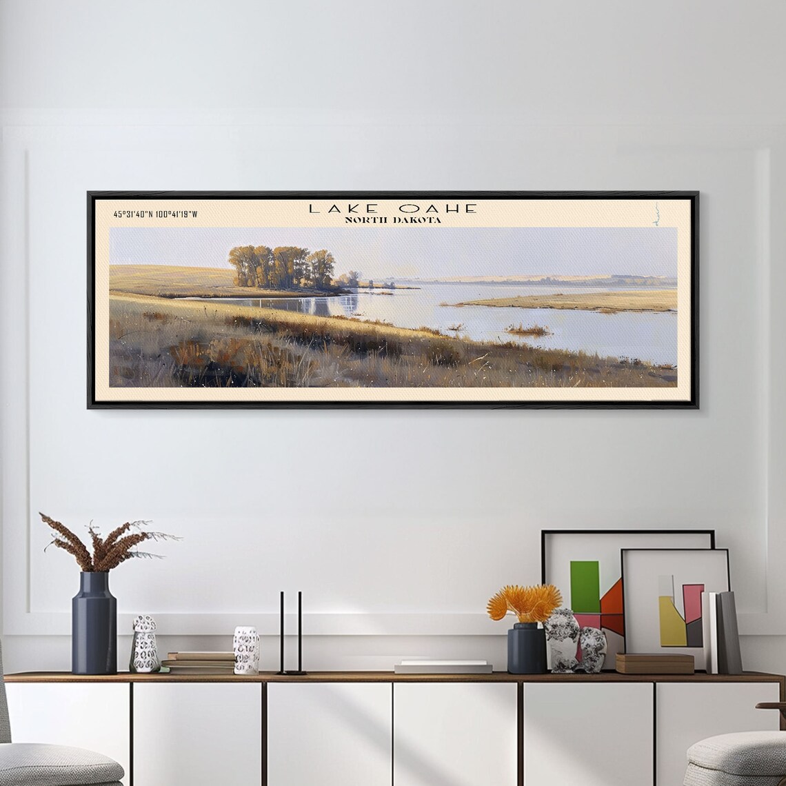 Lake Oahe North Dakota Golden Prairie Shores Panoramic Travel Poster - Image 5