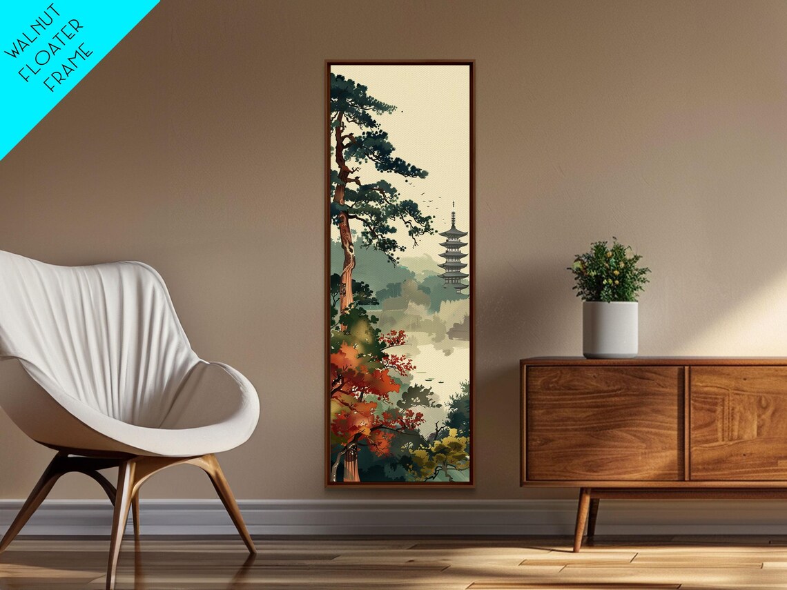 Pagoda and Pine Tree in Misty Landscape, Ukiyo-E Art Print - Image 5