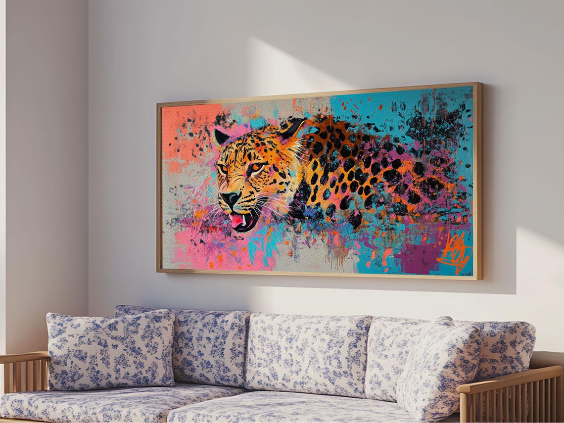 Pop Art Cheetah Colorful Paint Splash Graffiti Style Wild Cat Poster - Image 5