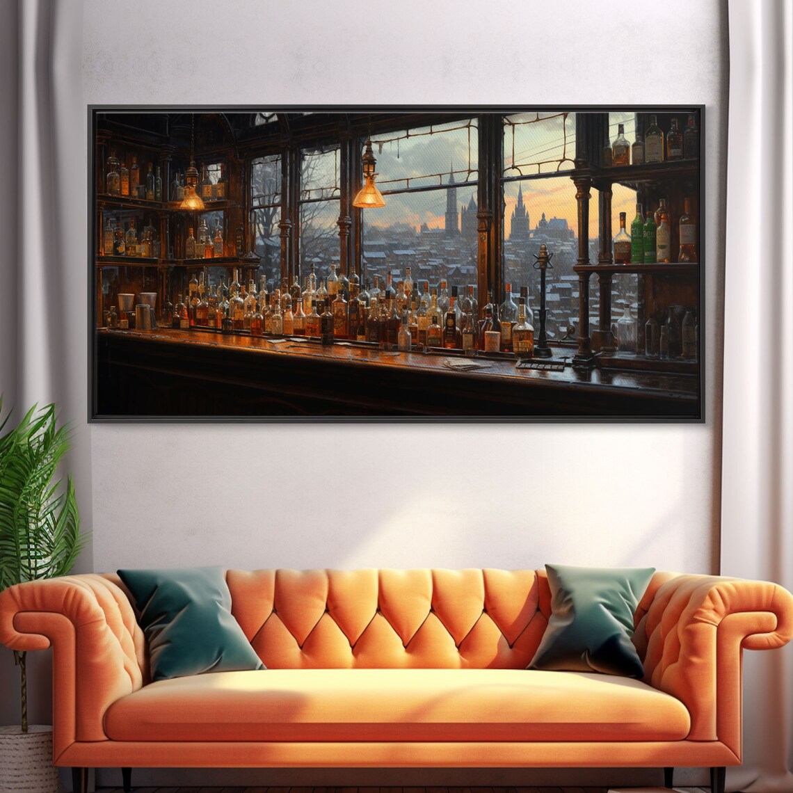 Vintage Western Bar Overlooking City, Art Print - Image 5