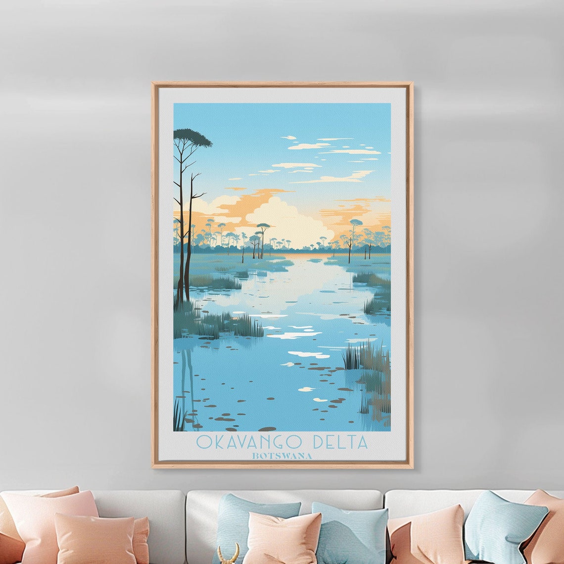 Okavango Delta Botswana Water Channels Palms Retro Travel Art Poster - Image 6