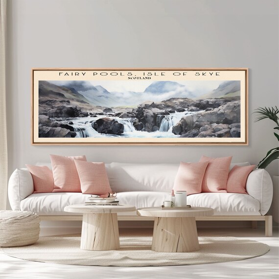 Fairy Pools Isle of Skye Scotland Misty Waterfall Stream Travel Poster