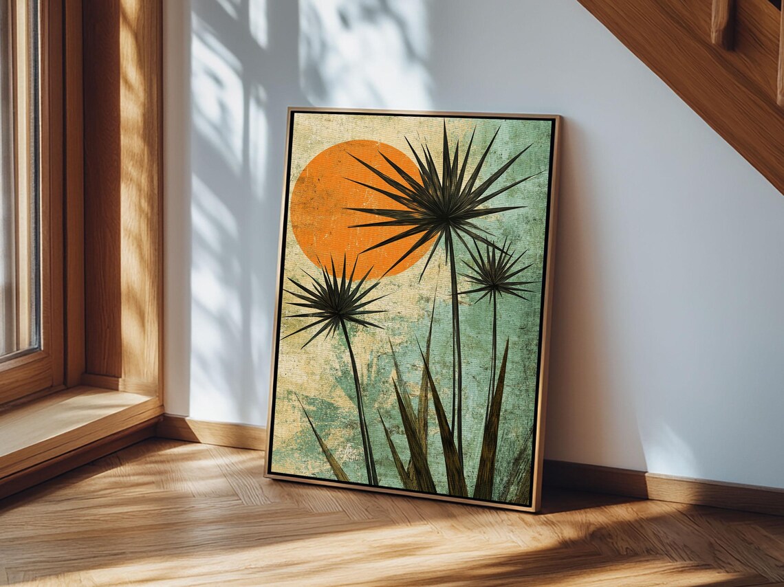 Abstract Palm Trees At Sunset, MCM Style - Image 4