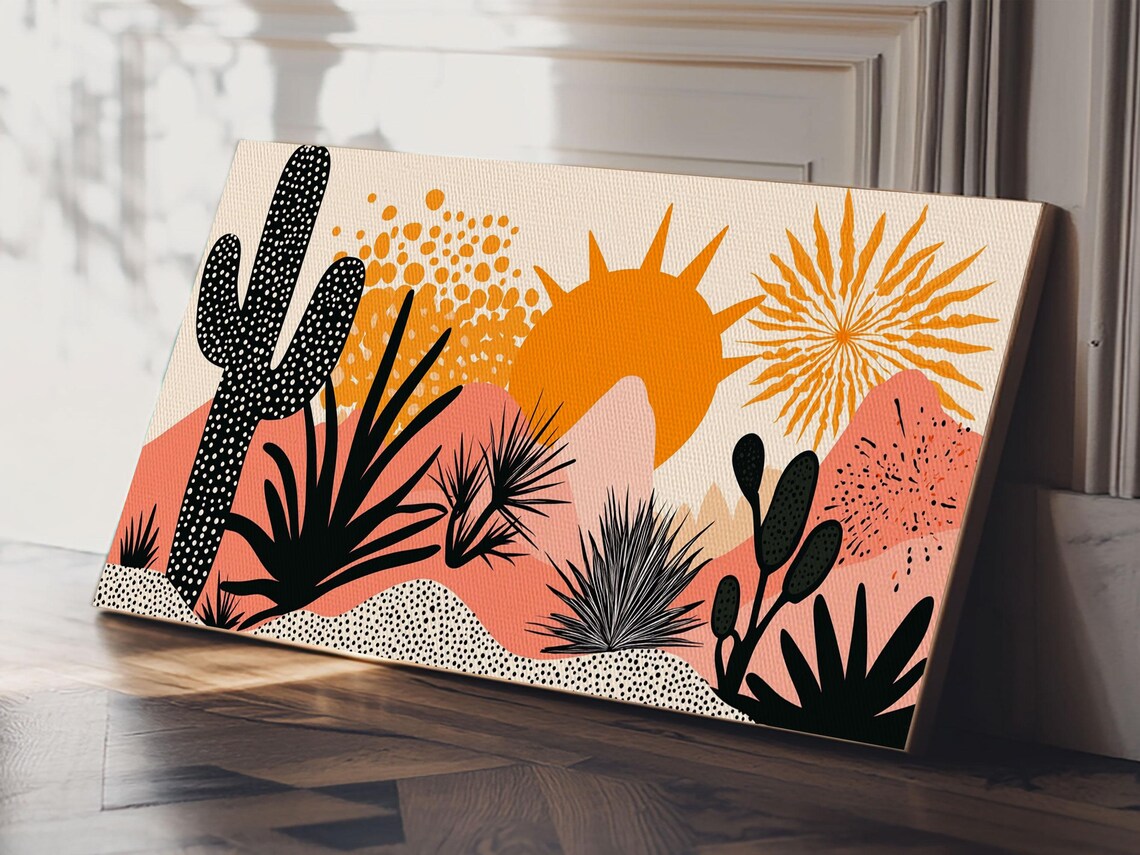 Abstract Southwest Style Cactus And Desert Sunset Art Print - Image 4