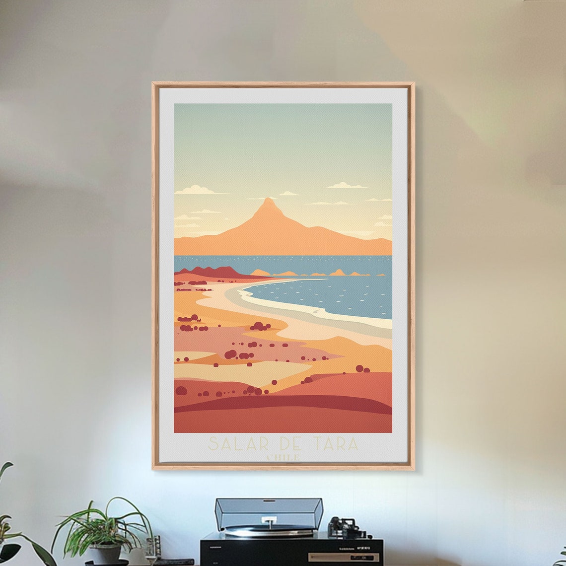 Salar De Tara Chile Desert Coast Mountain Peak Sunset Travel Poster - Image 2