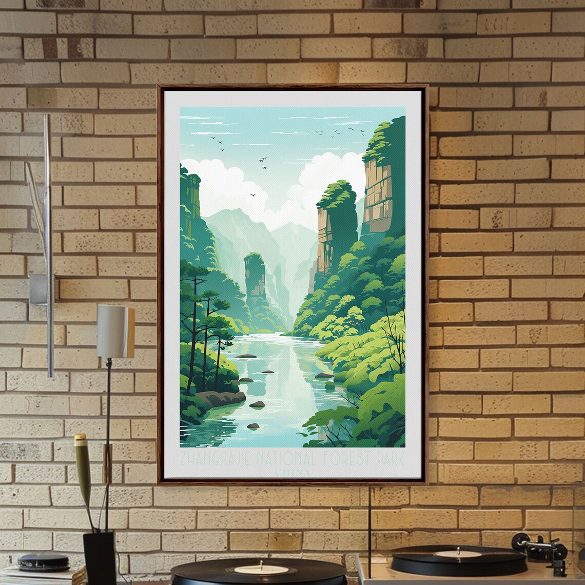 Zhangjiajie China Sandstone Pillars Misty River Valley Travel Poster - Image 5