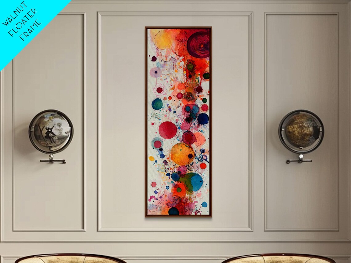 Colorful Abstract Dots Print Whimsical Art Modern Wall Decor Playful Vertical Art Gift Idea Light Pink Wall Art - Image 3