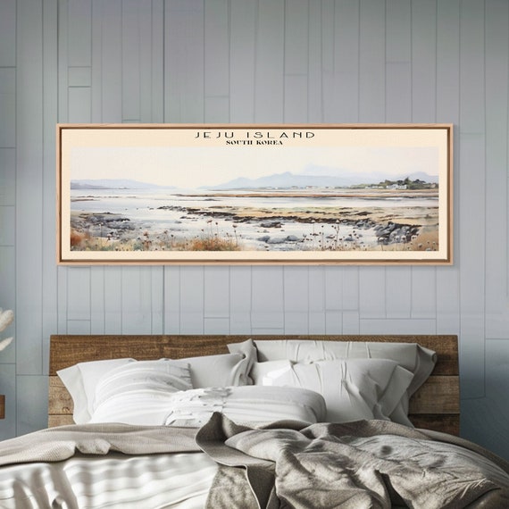 Jeju Island Travel Poster Print Framed Print South Korea Panoramic Travel Art Framed Art Wall Hanging Home Decor