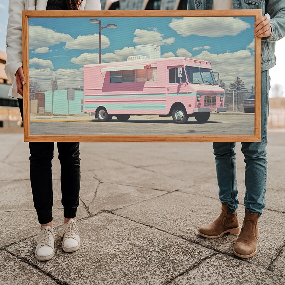 Retro Pink Ice Cream Truck Vintage Street Food Truck Wall Art Poster - Image 5