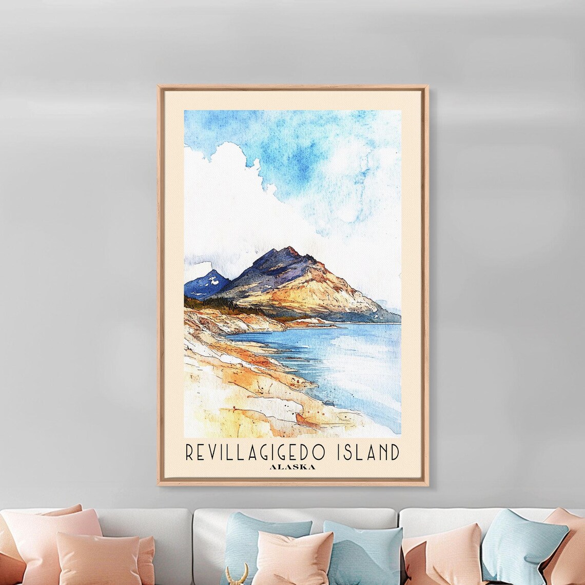 Revillagigedo Island Alaska Rugged Mountain Bay Watercolor Poster - Image 2