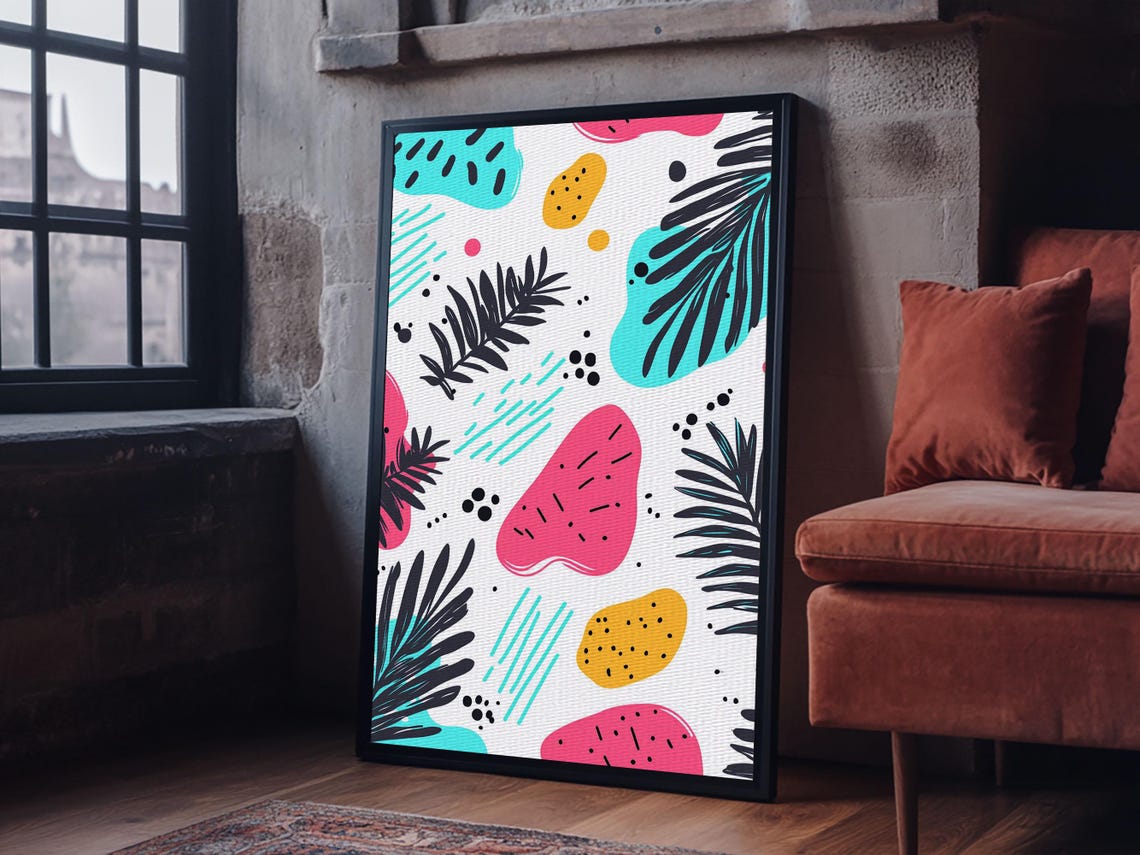 Retro Style Abstract Painting, Colorful - Image 6
