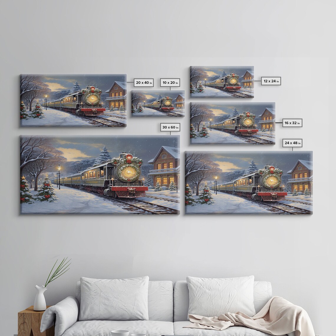 Christmas Train Oil Painting Art Print, Holiday Decor - Image 2