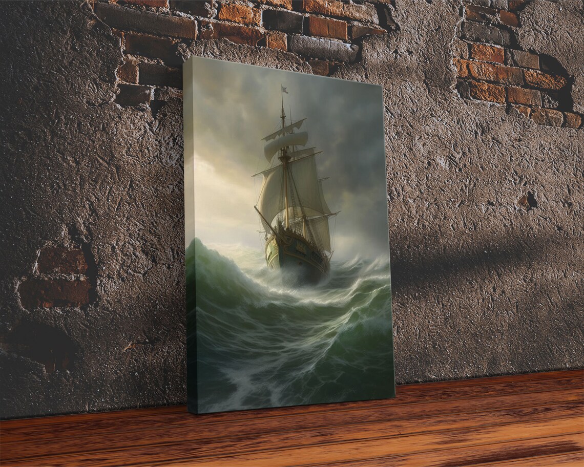 Haunted Ghost Ship On Stormy Seas Dark Fantasy Ocean Art Poster - Image 2