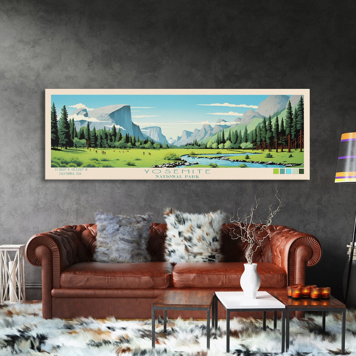 Yosemite National Park California Valley Meadow River Travel Poster - Image 3