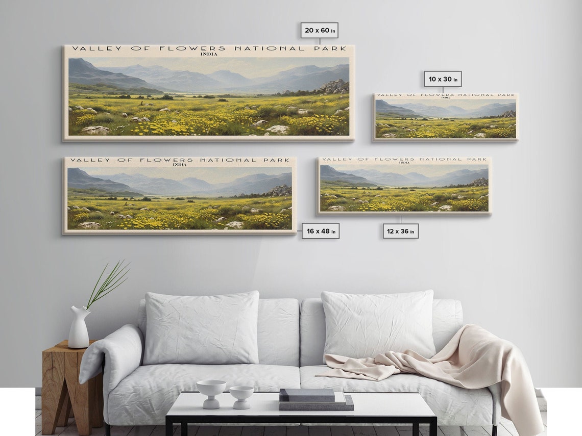 Valley of Flowers India Himalayan Wildflower Meadow Panoramic Poster - Image 2