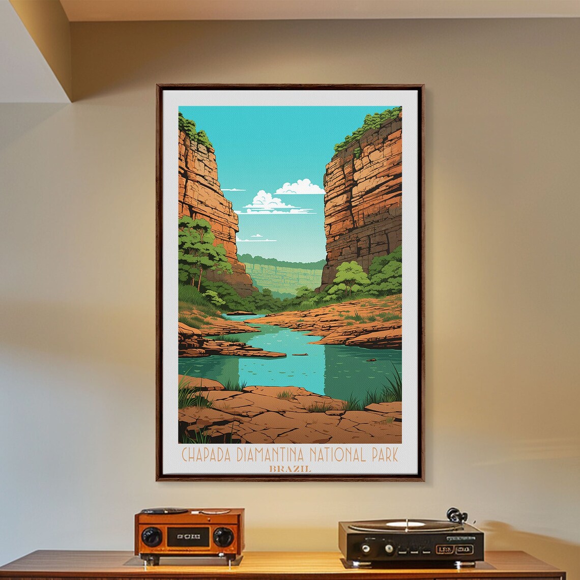 Chapada Diamantina Brazil Red Canyon River Gorge View Travel Poster - Image 4