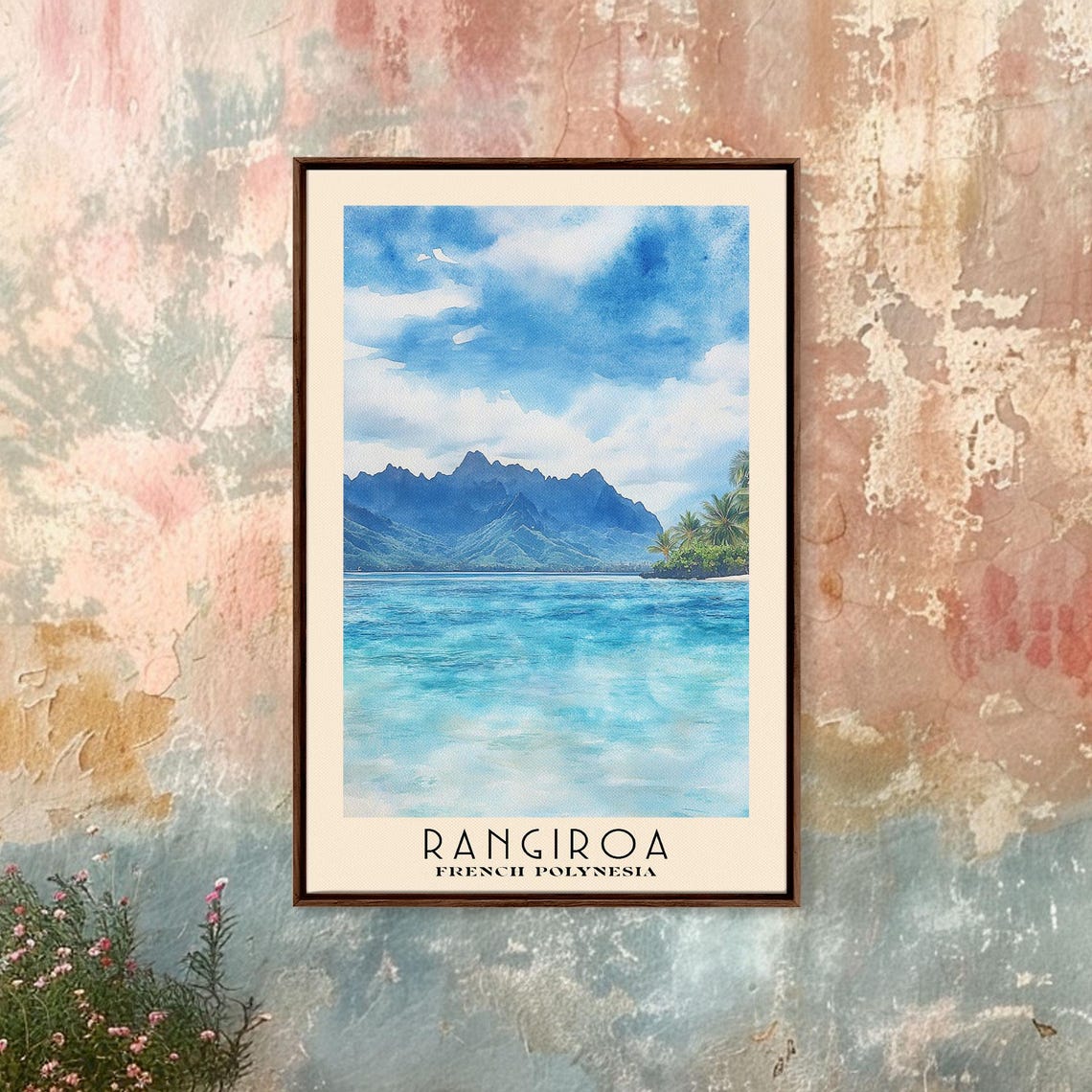 Rangiroa French Polynesia Turquoise Lagoon Peaks Travel Poster - Image 4