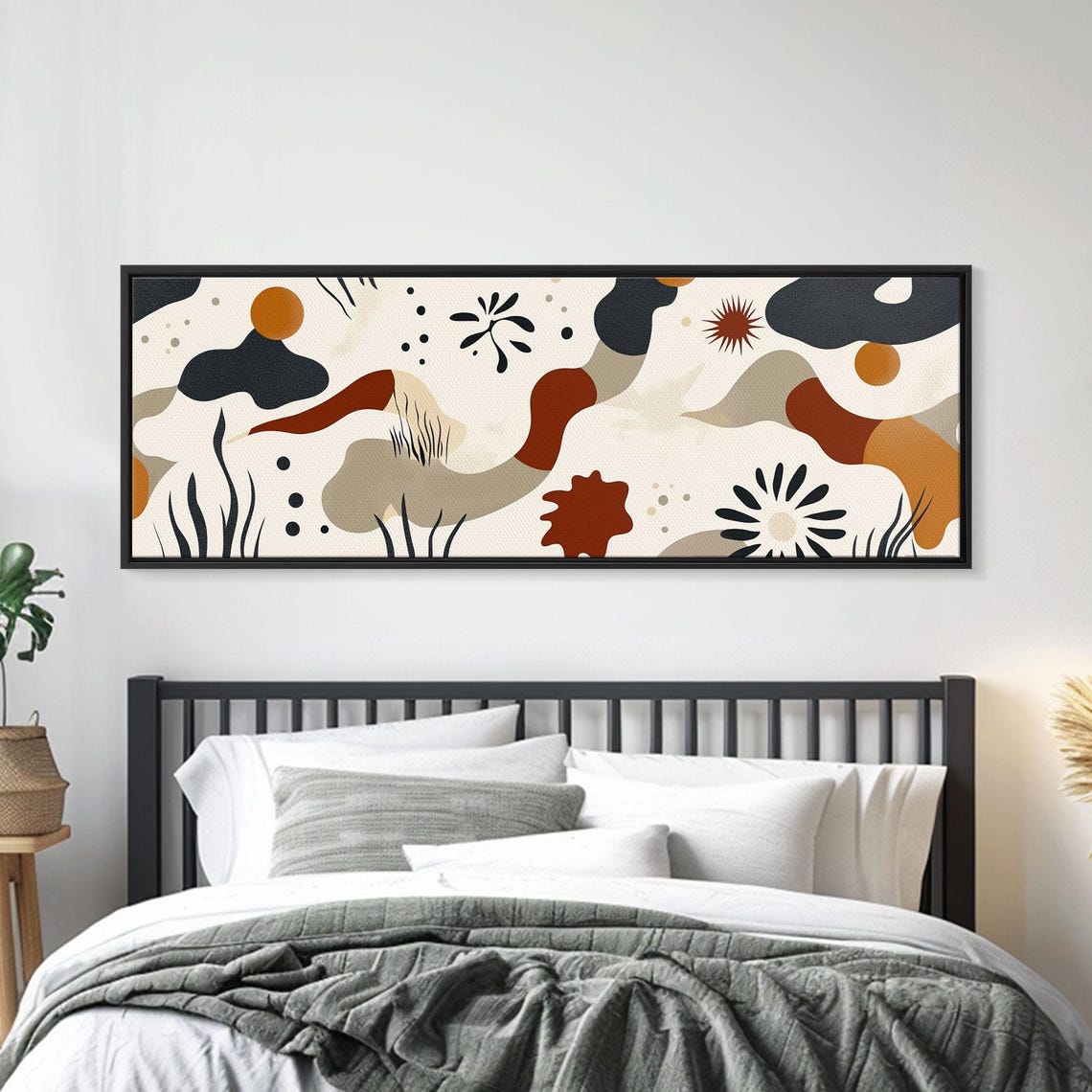 1950s Style Abstract Wall Art Panoramic Print Random Geometric Patterns In Earthy Tones Boho Inspired Vintage Home Decor - Image 5