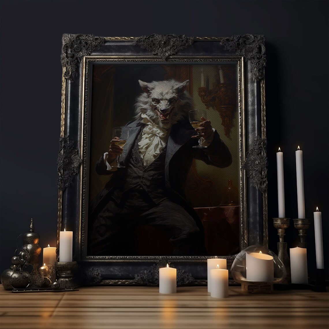Vintage Werewolf Halloween Art Print, Gothic Victorian - Image 6