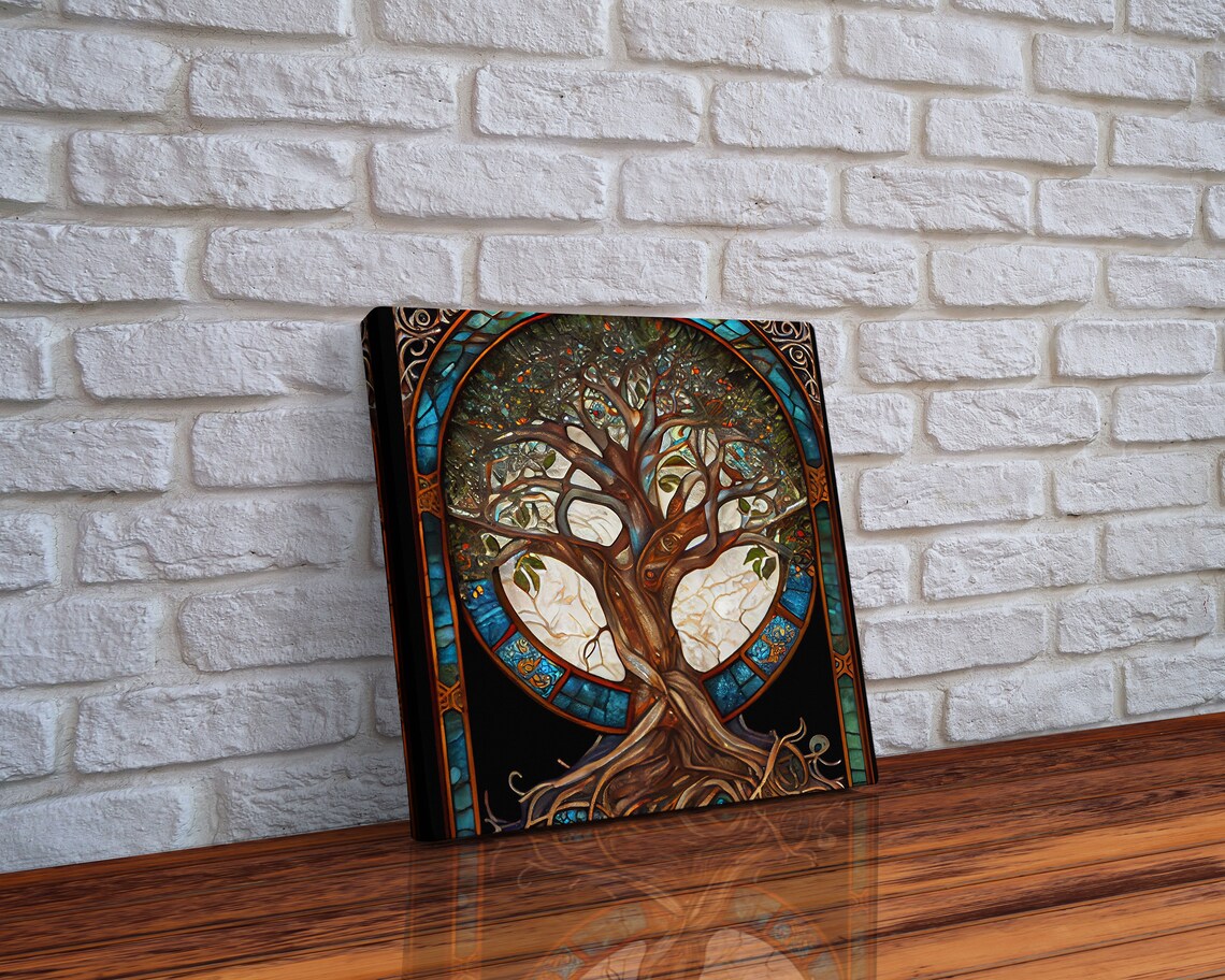 Yggdrasil Tree Of Life Stained Glass Style Art Print - Image 4