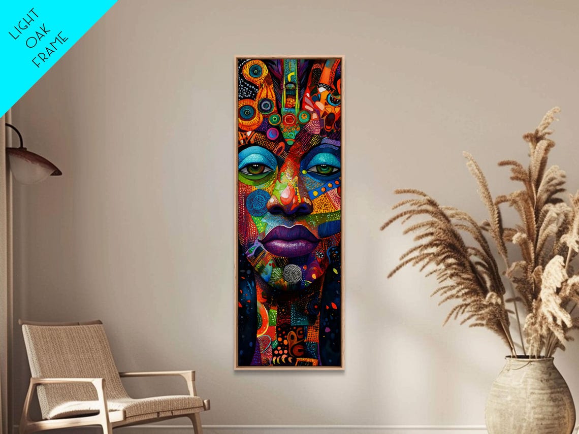 Vibrant Mosaic Woman Face Colorful Abstract Portrait Boho Wall Poster