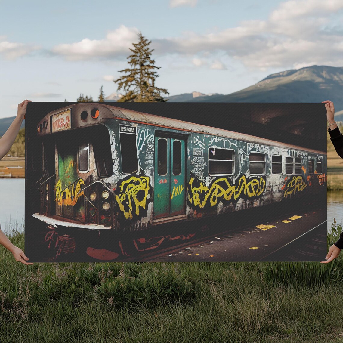 Graffiti Subway Car Wall Art Print, Unique Decor