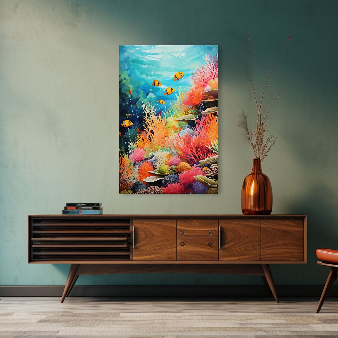 Colorful Coral Reef Tropical Fish Underwater Sea Life Painting Poster - Image 4