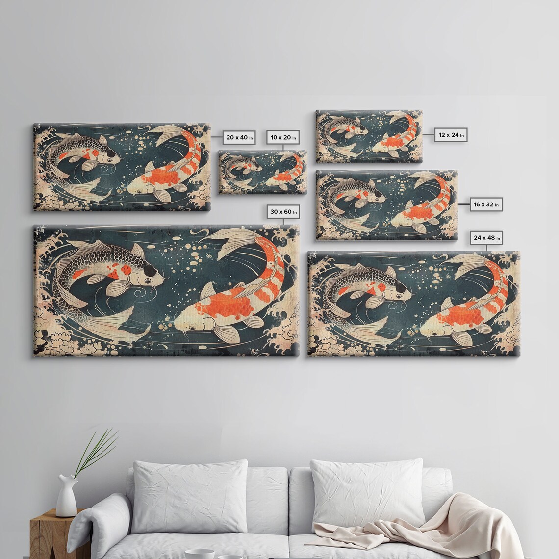Koi Fish Feng Shui Yin And Yang Art Print, Japanese Style - Image 2