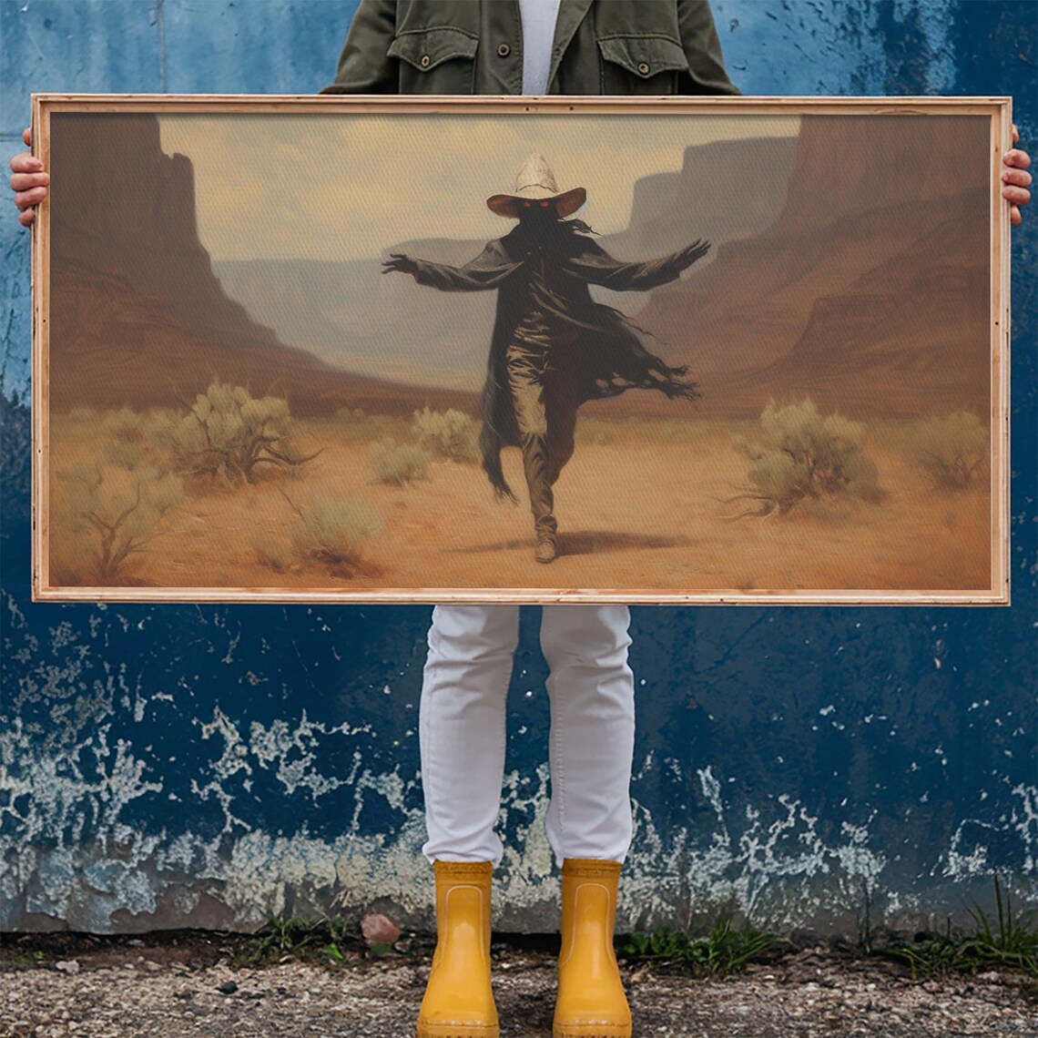Ghost Cowboy With Arms Outstretched In Red Rock Desert Canyon Poster - Image 6