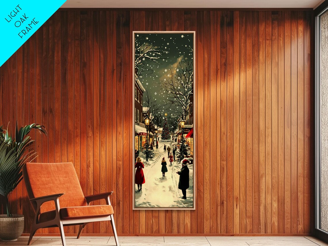 Snowy Christmas Street Market With Falling Snow Vintage Town Poster - Image 6