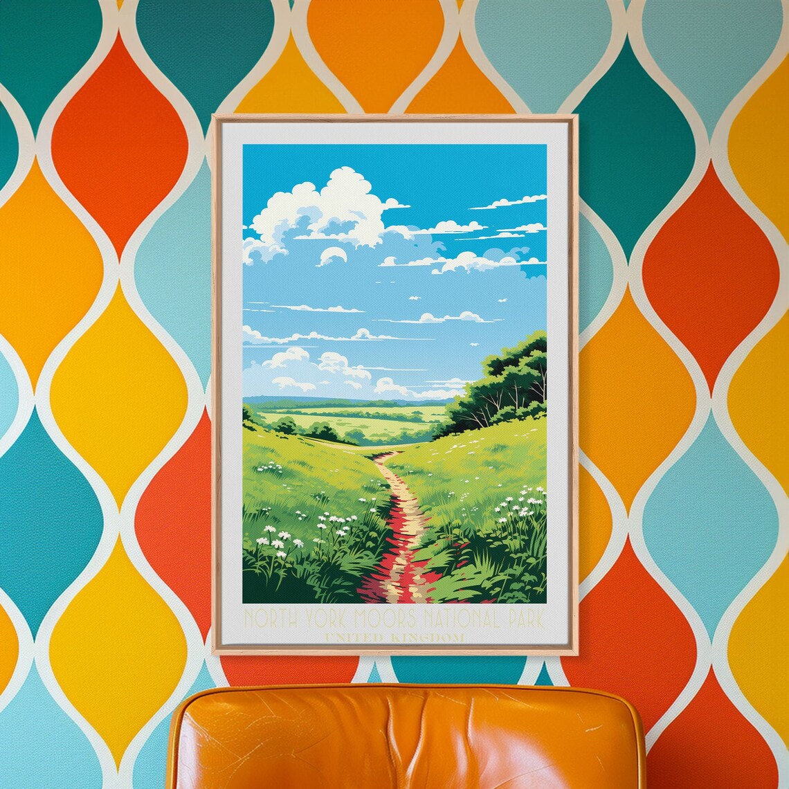 North York Moors England Green Hills Path Wildflowers Country Poster