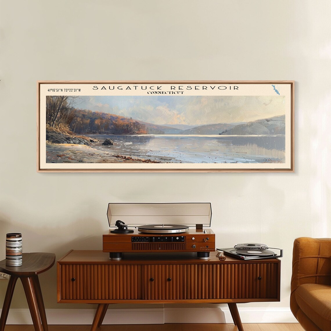 Saugatuck Reservoir Connecticut Autumn Hills Calm Water Travel Poster - Image 6