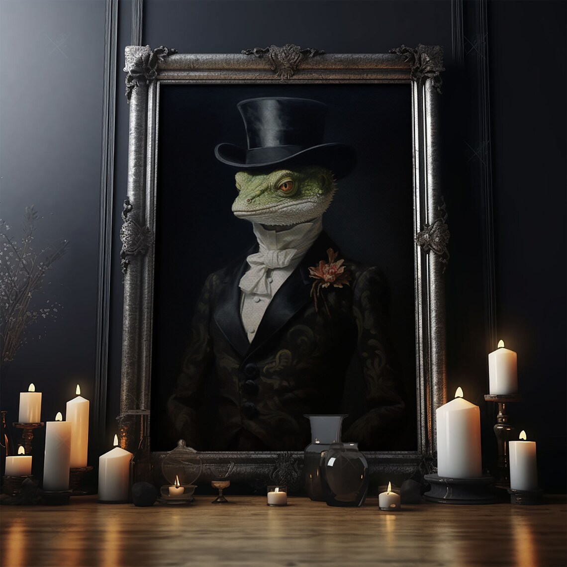 Victorian Gothic Gecko Art Print, Dark Academia - Image 4