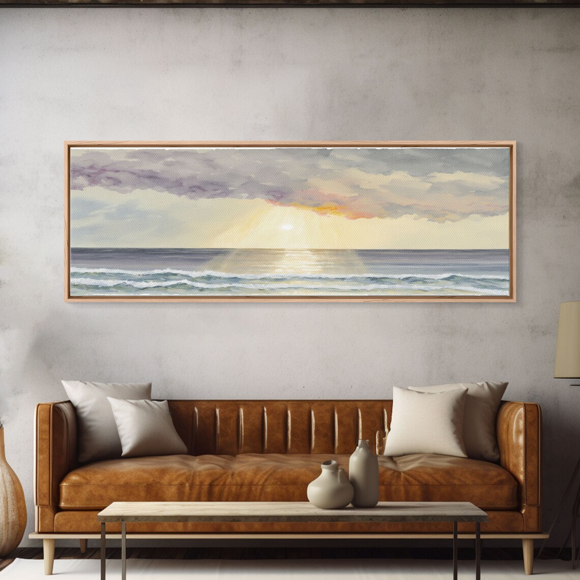 Panoramic Ocean Beach Sea Landscape Nautical Wall Art