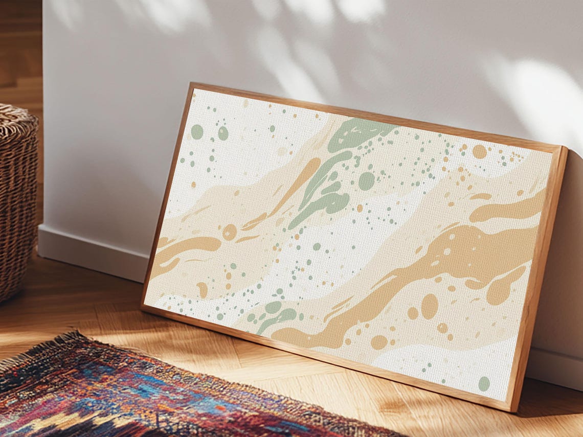 Brush Strokes Print Midcentury Modern Wall Art Wood Framed Art Home Decor Cute Modern Art - Image 3