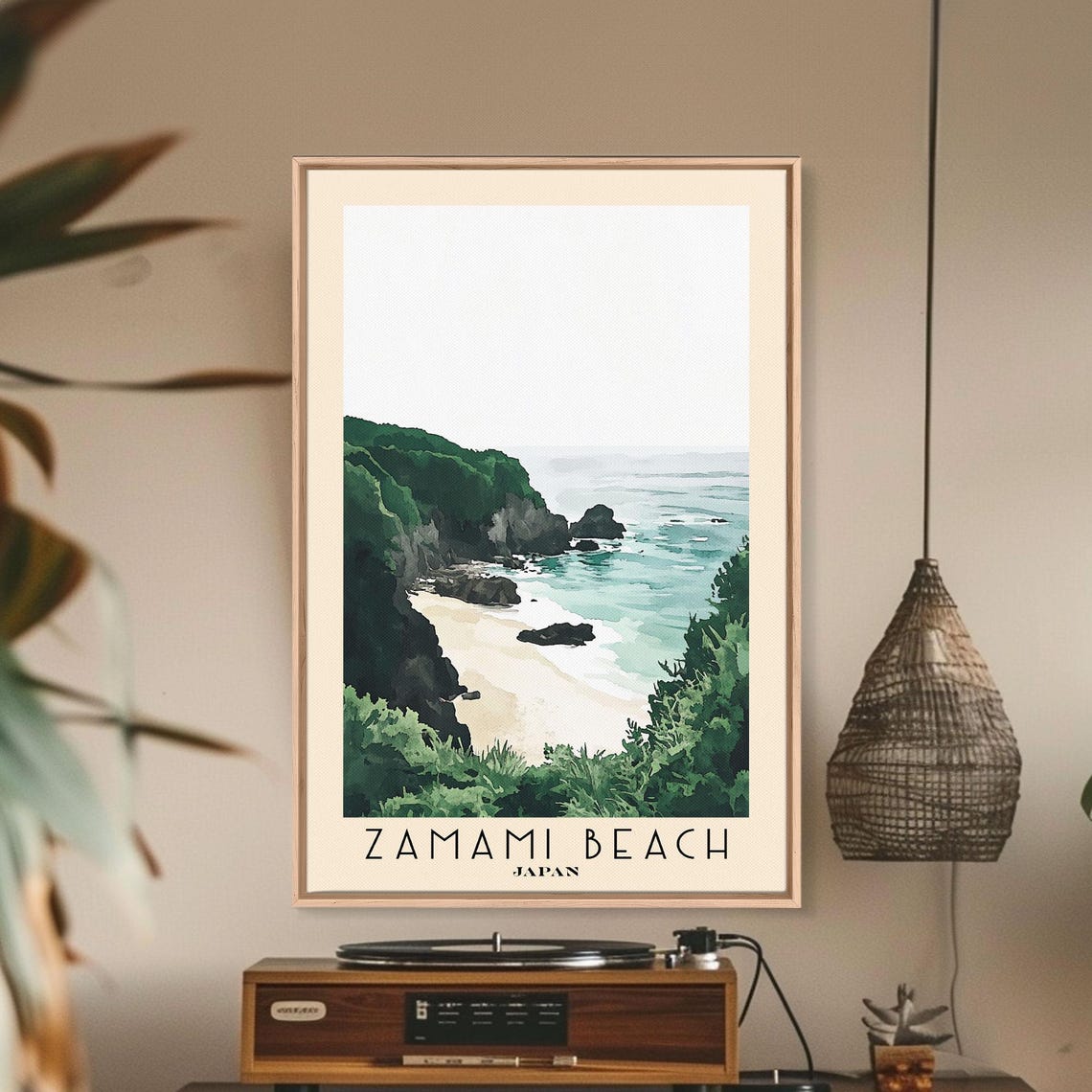 Zamami Beach Japan Lush Green Cove Rocky Cliffs White Sand Poster - Image 3