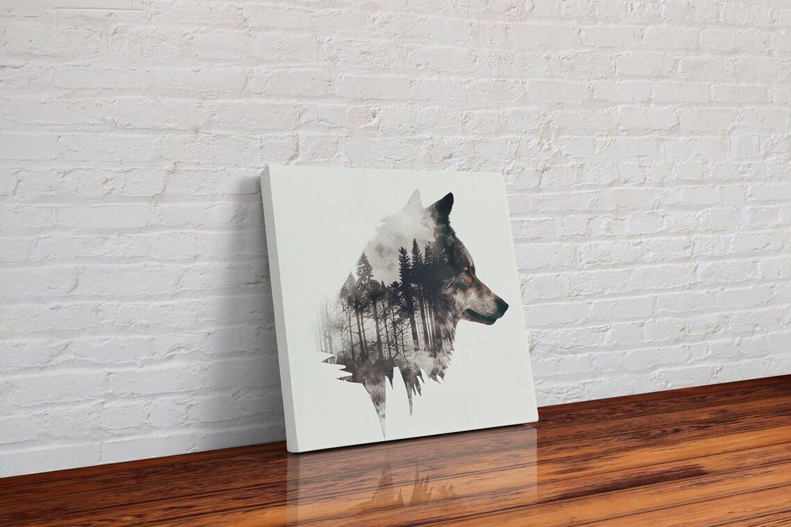 Timber Wolf And Forest Double Exposure Art Print - Image 3