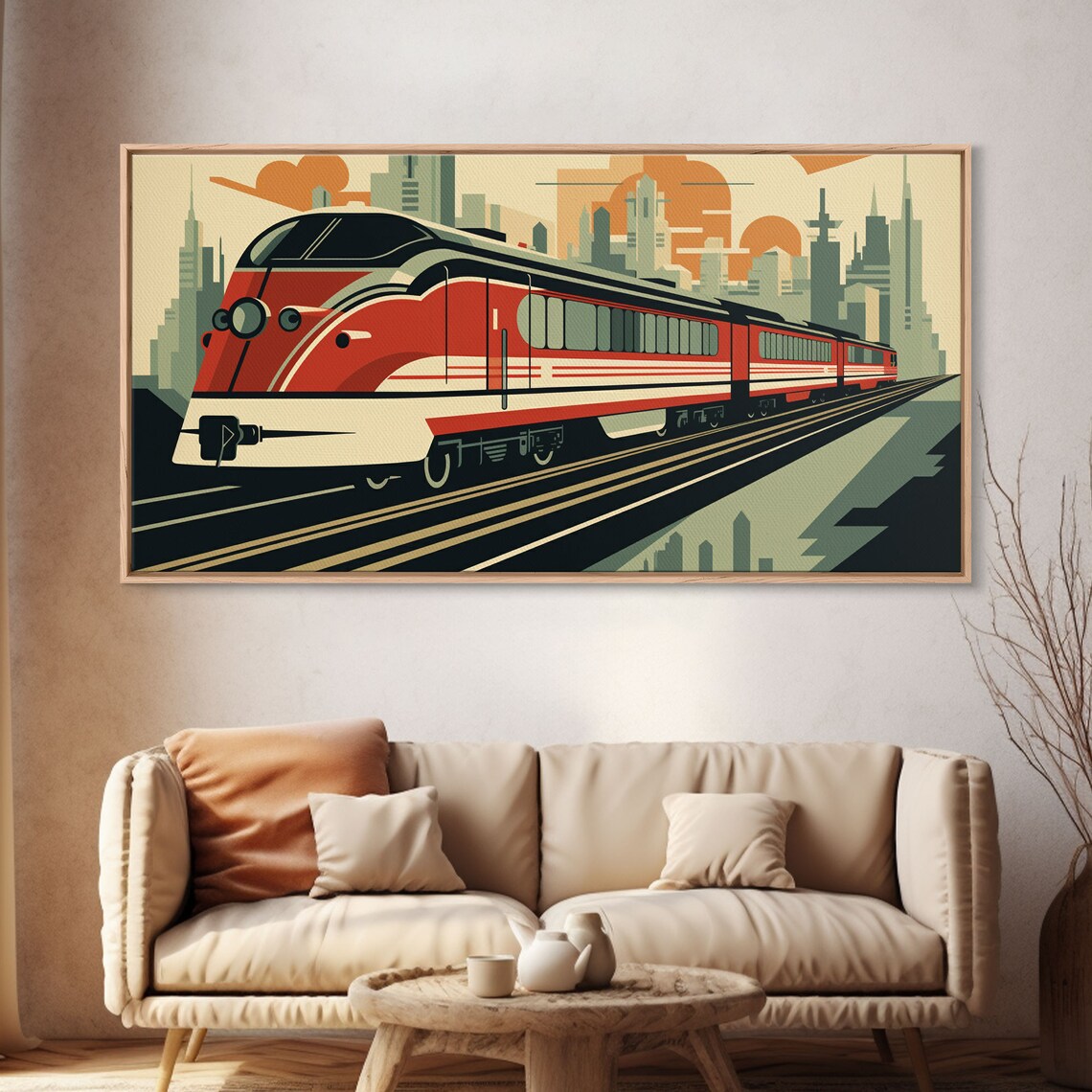 Art Deco Train Print Framed Print Boys Room Decor Gift For Son Train Lover Train Print Art Deco Wall Art - Image 4