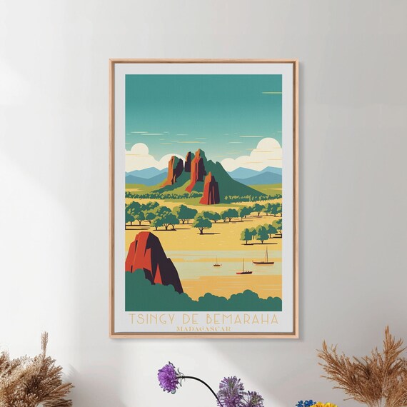 Tsingy De Bemaraha Framed Print Travel Poster Original Wall Art Home Decor Gift For Travel Lover Wall Hanging