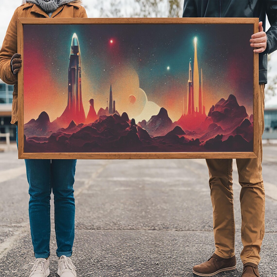 Art Deco Space Ship, Outrun Style Sci Fi Art Print - Image 3