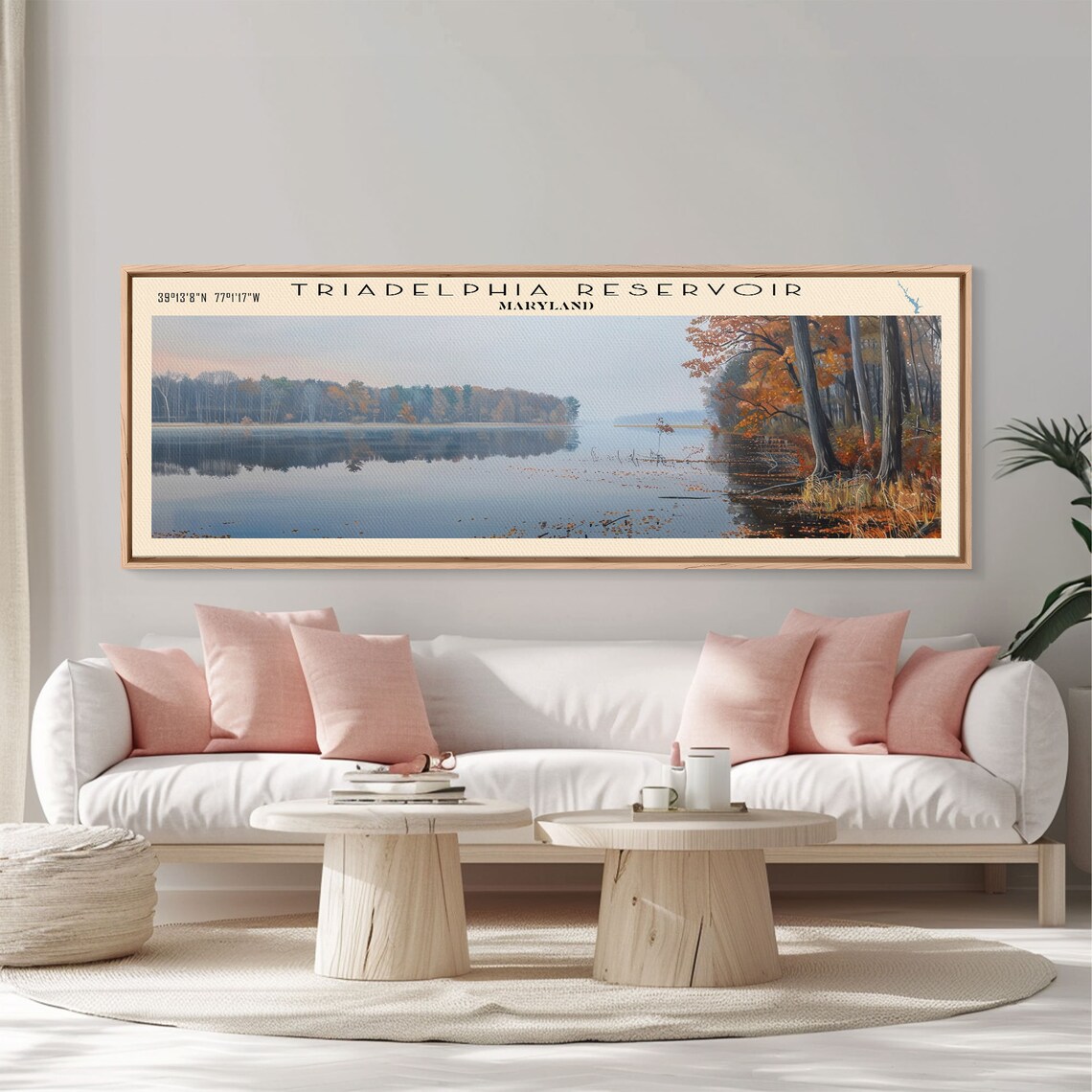 Triadelphia Reservoir Maryland Panoramic Autumn Lake Reflection Poster - Image 2