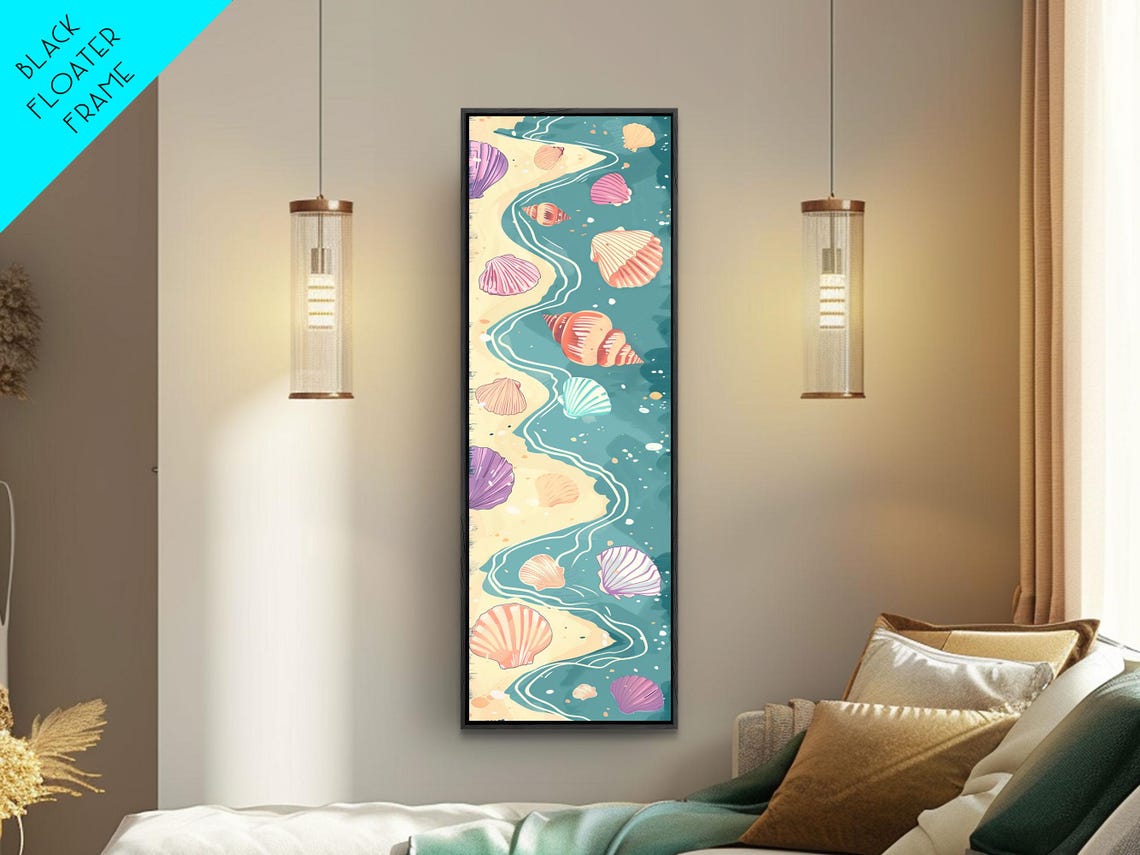 Seashells Shoreline Pastel Waves Beach Japanese Coastal Art Poster - Image 6