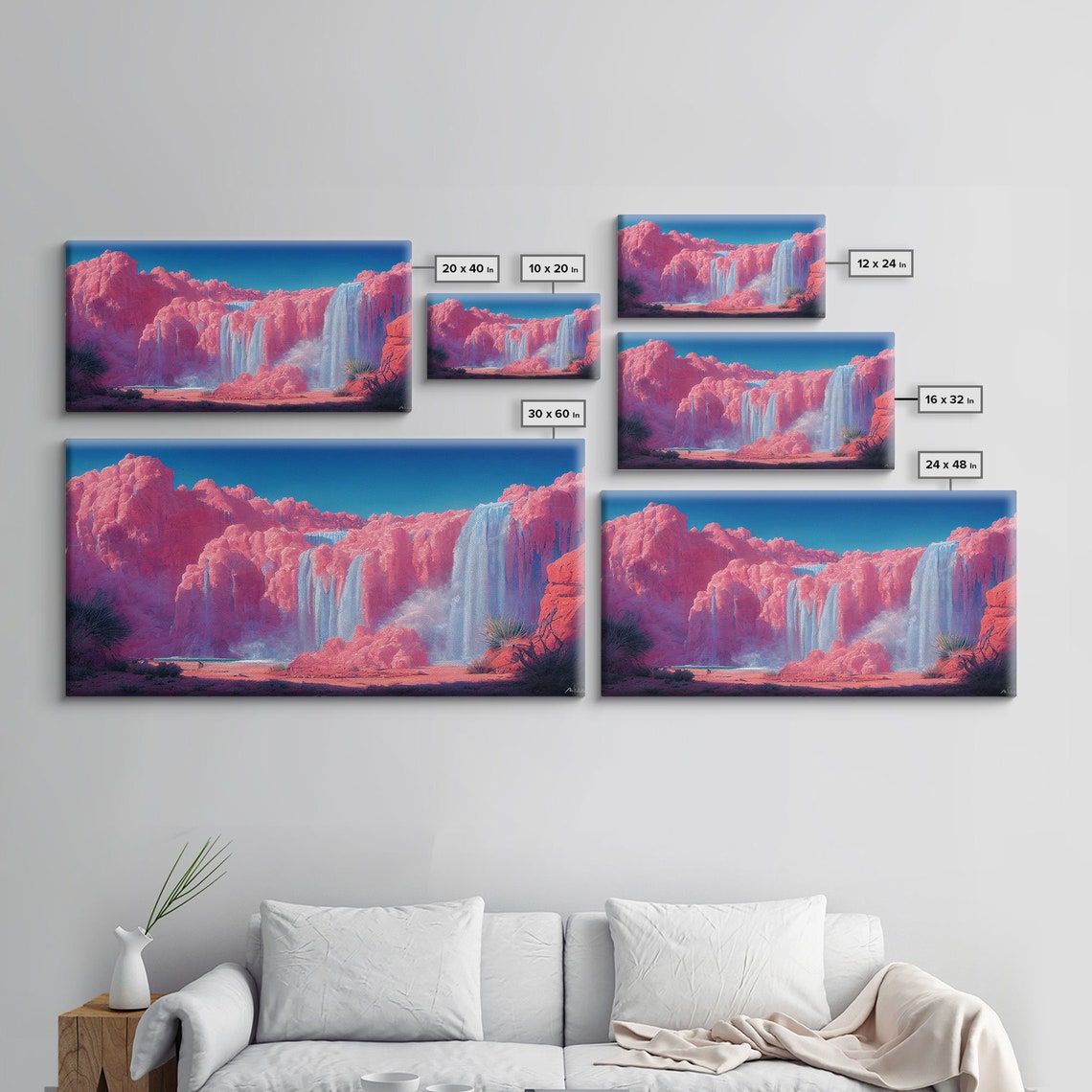 Psychedelic Pink Waterfall Art Print - Image 2