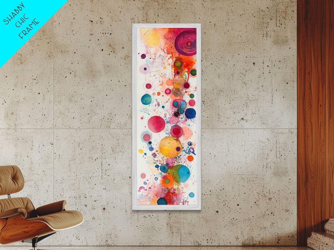 Colorful Abstract Dots Print Whimsical Art Modern Wall Decor Playful Vertical Art Gift Idea Light Pink Wall Art - Image 4