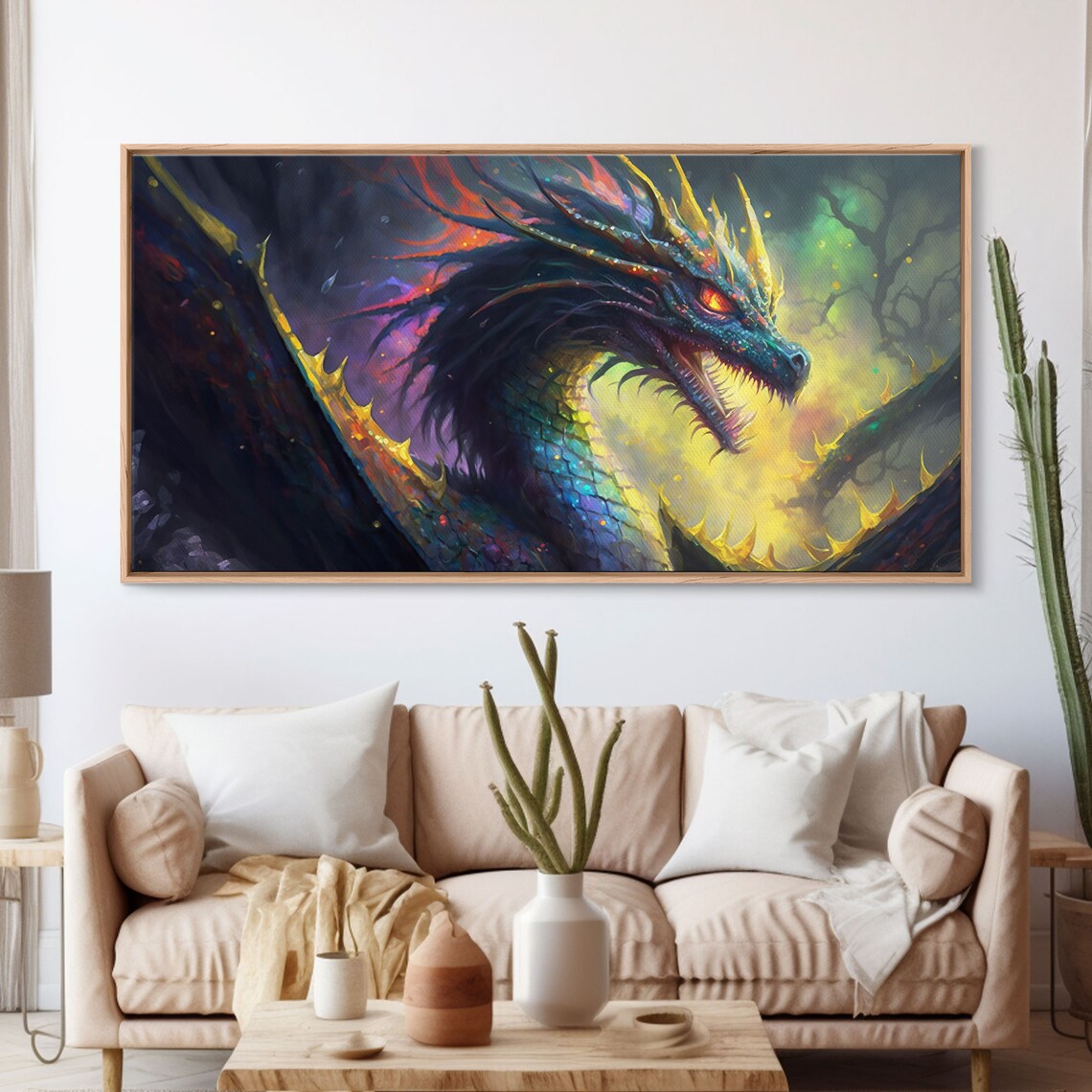 Psychedelic Horned Dragon Fantasy Wall Art Print - Image 3