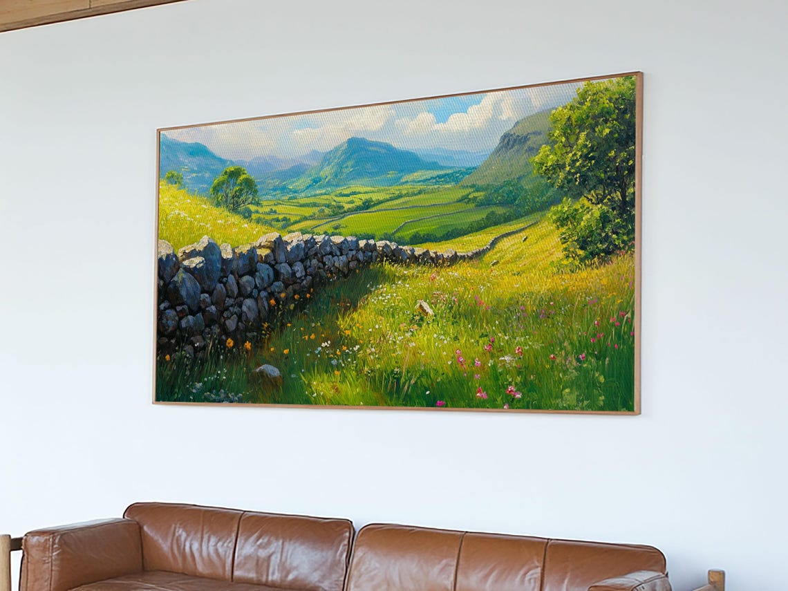 Hadrians Wall England Green Rolling Valley Ancient Stone Wall Poster - Image 5