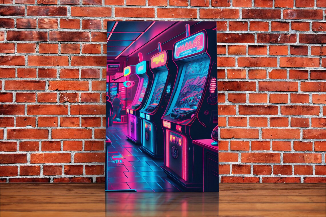 Synthwave Arcade Game Room Art Print for Teen Room - Image 4