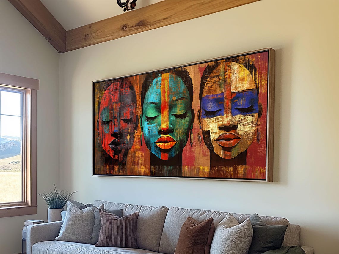 Vibrant African Faces Abstract Colorful Textured Afrocentric Poster - Image 4