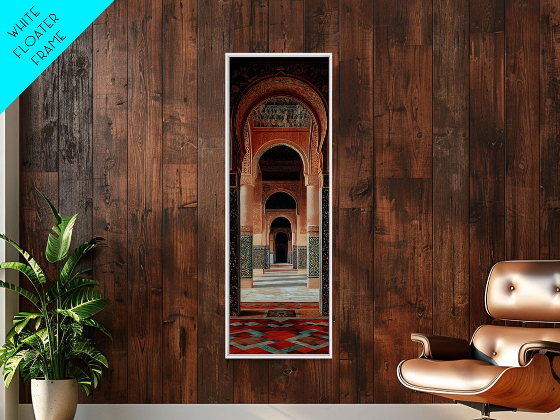 Moroccan Madrasa Horseshoe Arches Corridor Architecture Travel Poster - Image 6